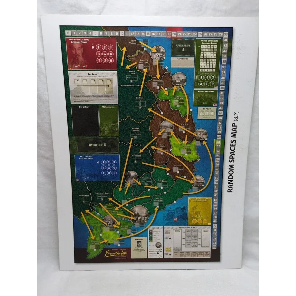 (10) Fire In The Lake GMT Board Game Rules And Charts